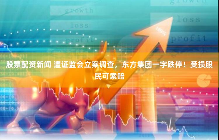 股票配资新闻 遭证监会立案调查，东方集团一字跌停！受损股民可索赔